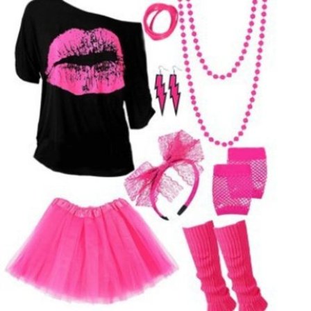 1980-talls festkostyme tilbehør antrekk i rose rosa XXXL