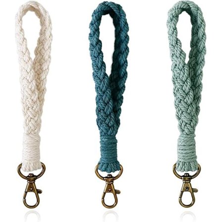 Blød Makramé Nøglering Armbånd Boho Håndlavet Håndleds Nøglering Nøglering Holder Landlig Nøglesnor til Kvinder-FS-