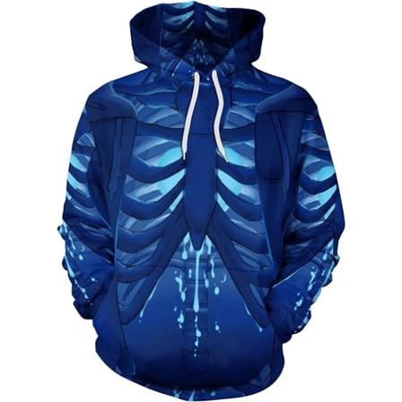 Herr långärmad huvtröja Halloween rolig besättning hals sweatshirt med känguruficka jul flerfärgad 3D-tryck tröja tröja(Storlek:L)