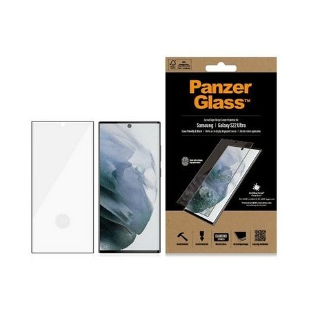 PanzerGlass E2E Microfracture antibakteriellt glas för Samsung Galaxy S22 Ultra - med svart ram