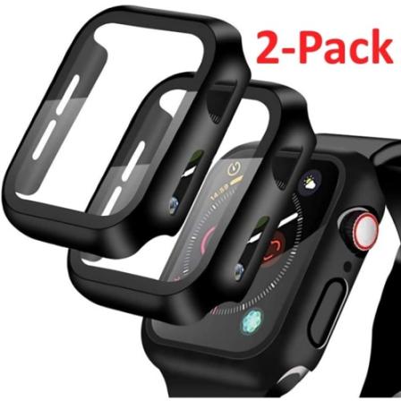 2-pakkaus karkaistu lasi suoja Apple Watch 41 mm Musta Musta Bl