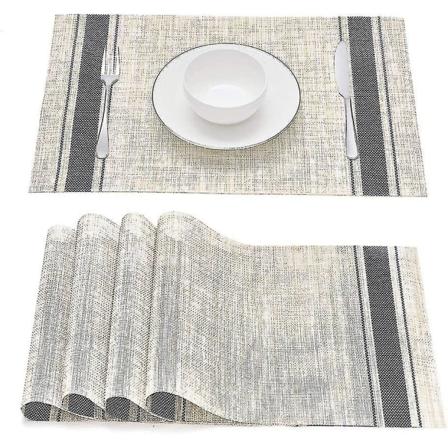 Plassmattersett med 4, Varmebestandige Bordmatter & Flekkbestandige Sklisikre Vaskbare Plassmatter til Kjøkken - 45 X 30 Cm