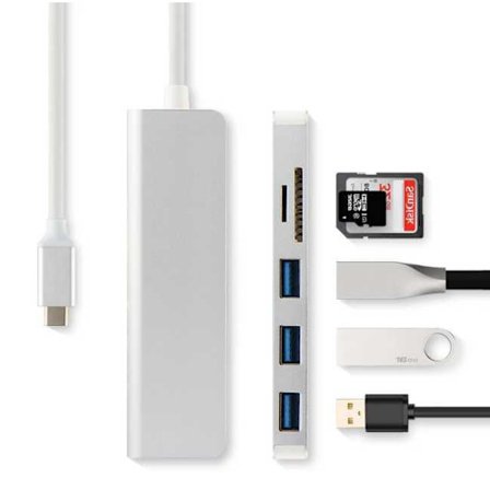 USB Type-C ja 5-in-1 USB Hub & kortinlukija