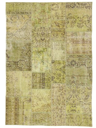 Patchwork Vloerkleed Modern Donker Geel/Geel (Wol, Turkije)