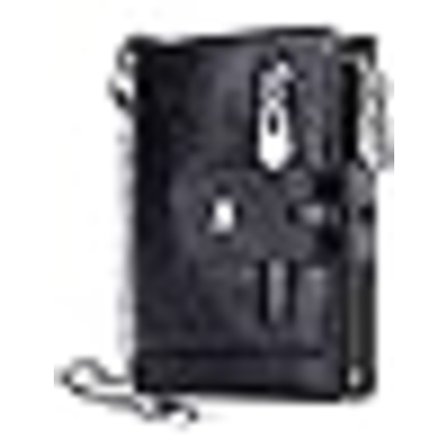 1 stk Herre Pengepung med Kæde RFID Blokering Ægte Læder Bifold Pung til Mænd med ID-Vindue og Lynlås-møntlomme