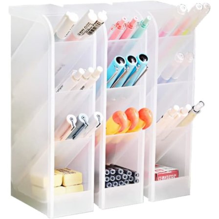 IC Pen Organizer, 3 stk Pen Organisator til kontor, skole, hjemtilbehør, gennemsigtig skrå Pen Organizer til skrivebord