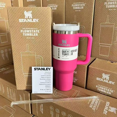 Stor 1,2L Tumbler i rustfrit stål med håndtag og sugerør til bilrejser