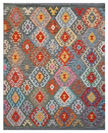 159X199 Alfombra Oriental Kilim Afghan Old Style Gris Oscuro/Negro (Lana, Afganistán)