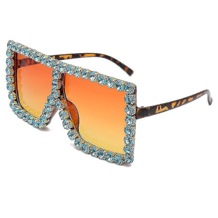 Fashionabla solglasögon, coola solglasögon, stora låda diamant solglasögon