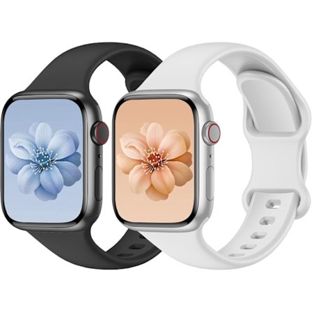 2-pak Sportremme Kompatibel med Apple Watch Remme til Kvinder og Mænd, Opgraderet Blød Silikonremme Udskiftningsurremme til iWatch Serie