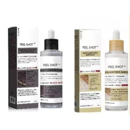 2 st PEEL SHOT GLOW EXFOLIANT RIS AMPOLL (VITT RIS/SVART RIS)