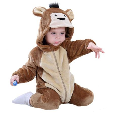 Baby Dinosaur Kostym Barn Söt Hoodie Jumpsuit Halloween Monkey 6-12 Months