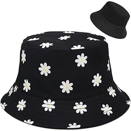 Bucket Hat Strandfiskerhatter, Dobbeltsidig Slitasje(Svart)