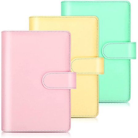 A6 PU Lær Notatbok Perm, 3 stk. Gjenfyllbar 6-rings Perm Løse Ark