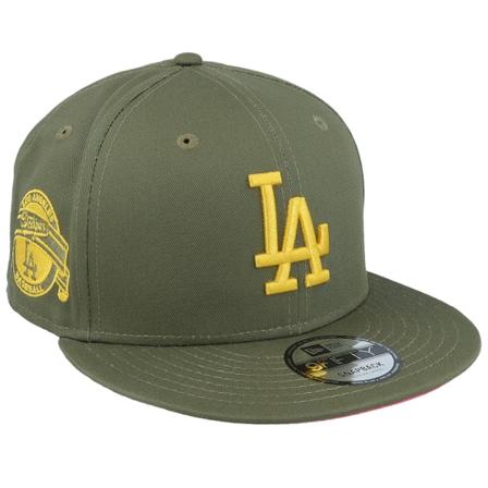 New Era - MLB Vihreä snapback Lippis - Los Angeles Dodgers Side Patch 9FIFTY Olive/Yellow Snapback @ Hatstore