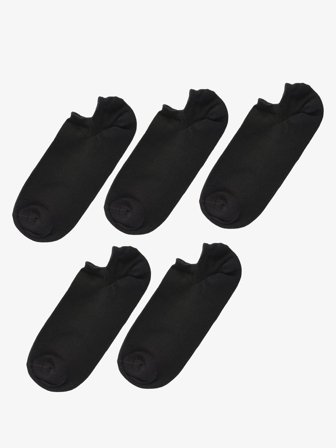 John Henric Men's Schwarze 5er-Pack Sneakersocken Size 43-46