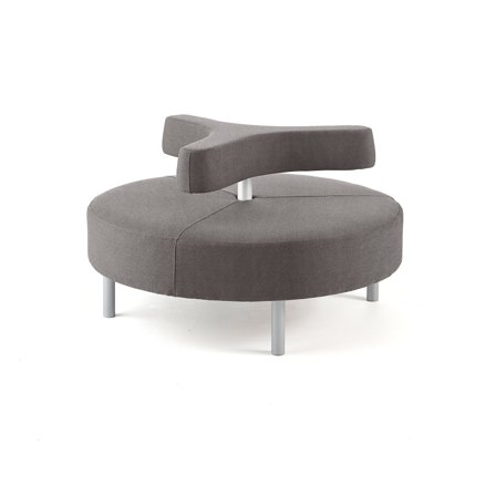 Hocker DOT mit 3-armiger Rückenlehne, Ø 1300 mm, Medley-Stoff, hellgrau