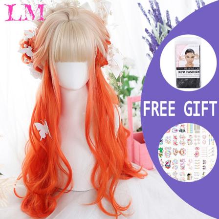 Lång Ombre färgglad syntetisk cosplay Lolita Harajuku peruk med B #4 #33