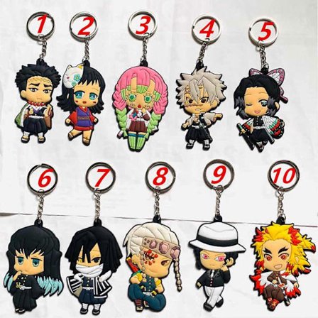 Demon Slayer Anime Nyckelring Lätt att Hänga Plast Nyckelhänge Gåvor för Barn Pojkar Flickor[D]