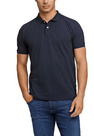 Lindbergh Polo shirt w. zip neck Kortärmade skjortor Herr Blå M