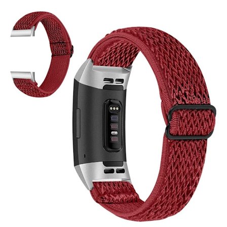 Fitbit Charge 3 klockarmband i nylon i sportstil - Röd