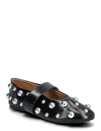 Bianco Bialuna Allover Studded Ballet Flat Faux Leather - Black - 41