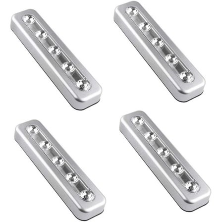 Ett paket med 4, DIY-monterade 5 LED-touchlampor med batteri