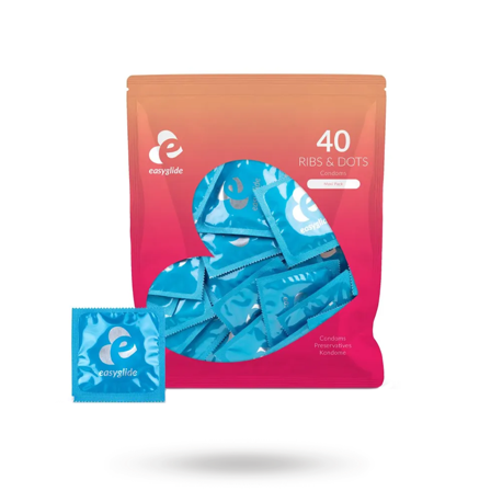 Ribs & Dots Condoms 40-pack - Vuxen.se - Kondom med textur, knottrig kondom