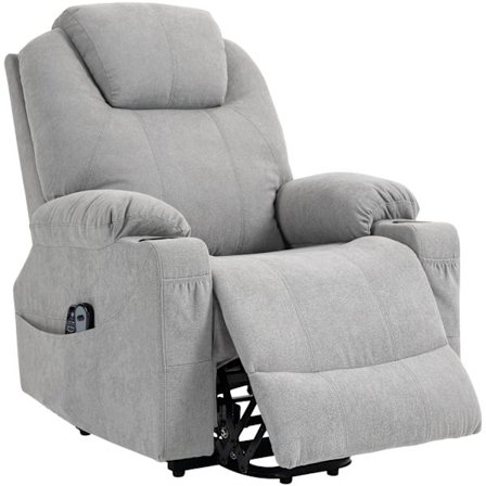 Tv-Tuolin Seisontatuki Sähköinen Rentoutustuoli Makuutoiminto Lämmitystoiminto 1 Moottorihierontatoiminto Taskujousisydän Vaaleanharmaa