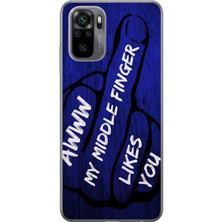 Kompatibelt Mobildeksel til Xiaomi Redmi Note 10 Mørk typografisk illustrasjon med hjerteform og budskap om vennskap mot dyp blå tretekstur