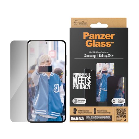 Panzer Privacy Samsung Galaxy S24+ | Ultra-Wide Fit w. EasyAligner Screen Protector PanzerGlass - High quality tempered glass screen protector