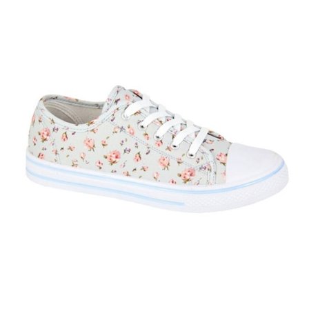 Rdek Dam/Dam Floral Canvas Pumps 5 UK Ljusgrå