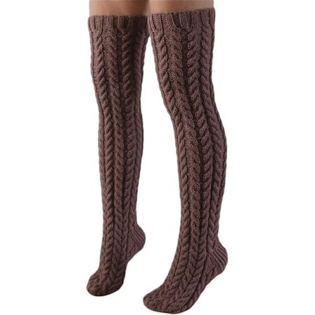 Kvinnors lårhöga strumpor - Benvärmare strumpor, stövlar över knähöga strumpor kabel stickade