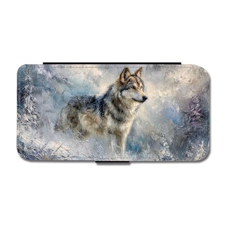 Djur Varg Oljemålning iPhone 15 Flip Mobilfodral