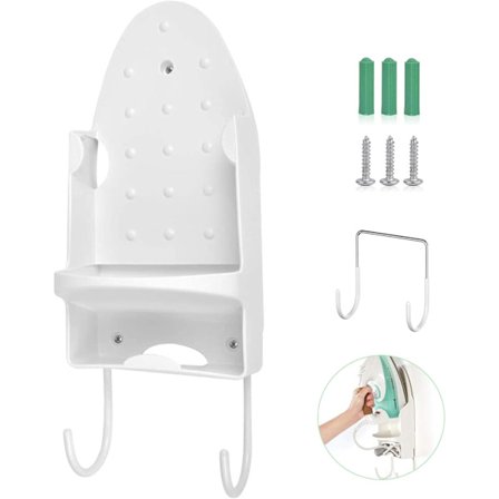 Väggmonterad strykbrädeshållare Elektrisk strykjärnshållare Hushållsbadrumshylla, Vit, 16,9 tum x 5,5 tum x 4,72 tum