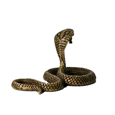 Antik mässingskobra ormstaty miniatyr koppar kobra hem skrivbord