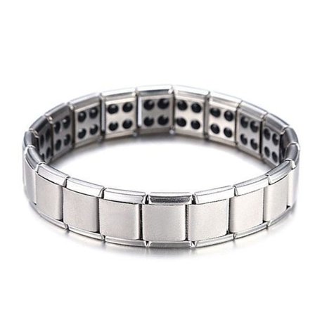 Magnetisk terapi armband Fashionable Double Row Alloy Magnetic Health Armband för att minska spänningar Silver