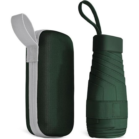 Reseparasoll för resor, 6 ribbor Mini paraply Litet UV-paraply, Vikbart solparaply Vindtätt regnskydd med kapselväska, Vikbart bärbart fickparaply