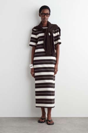 COS Women's Cotton Midi T-Shirt Dress in White