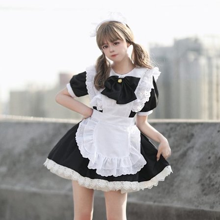 Et søtt kanin- og kawaii-katte Lolita-tjenerantrekk, anime cosplay-kostyme, perfekt for fotoshoots eller rollespill.