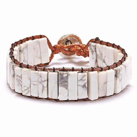 (Hvid turkis) Enkeltlagsarmbånd dame herre natursten håndvævet slipknude armbånd