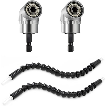 4 stk 105 graders vinkelrett vinkelbor og fleksibel aksel bits forlengelsesskrutrekker bitsholder 1/4" sekskant skaft fleksibel borforlengelse