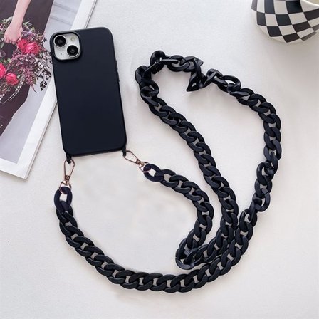 Matkapuhelimen kotelo kantohihnalla iPhone 15 - Svart