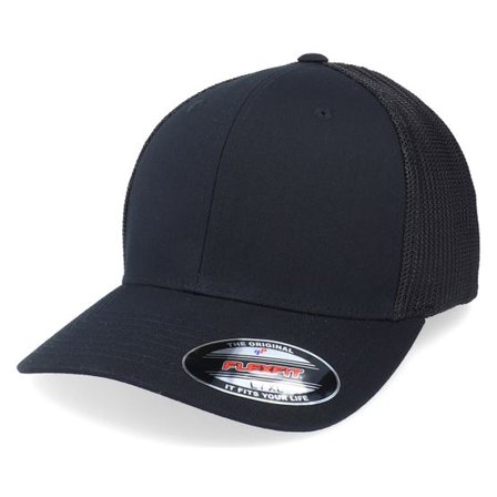 Flexfit - Svart flexfit Keps - Mesh Black Trucker Flexfit @ Hatstore