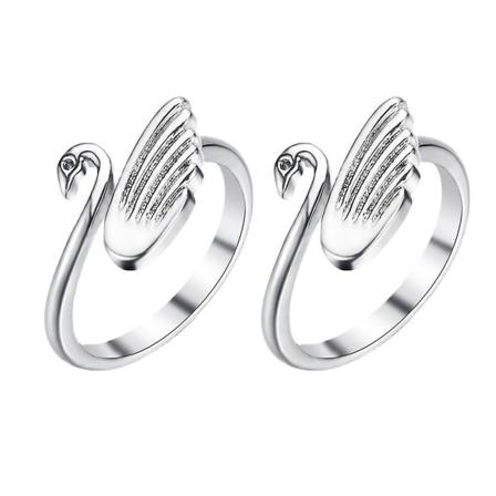 2 stk Justerbare Svaneformede Strikkeøgler Premium Slitesterk Strikking Hekle Ring Sølv 2X2X0.3CM Silver 2X2X0.3CM