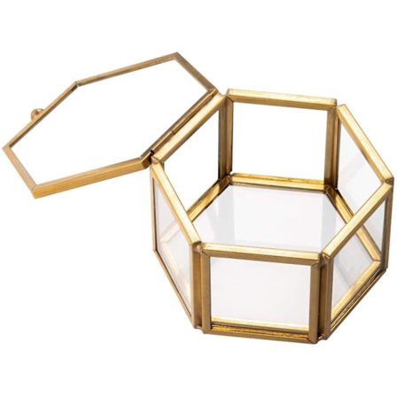 Glas Smykker Skrin Tiny Box Ornate Ring Ørering Box Kunstige Blomsterblade Dekorative Box Valentinsdag Bryllup Fødselsdag Gave