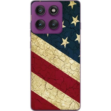 Motorola Edge 60 Pro Gennemsigtig cover USA-flag i vintage-stil, amerikansk flag med revnet tekstur perfekt til retro-patriotiske og grafiske motiver