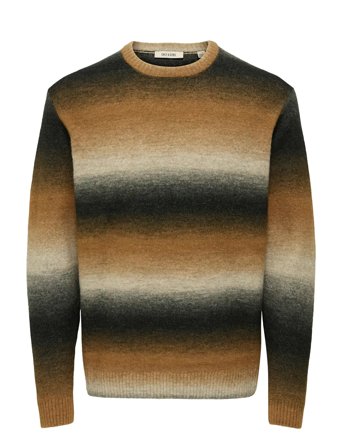 Onsbertil Reg Ls Crew Knit Brown ONLY & SONS