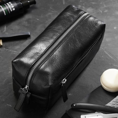 Trousse de toilette en cuir noir "California" pour hommes - Trousses de toilette - pour Hommes - Lucleon