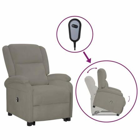 Vidaxl Reclinerfåtölj Med Uppresningshjälp Ljusgrå Sammet Grå